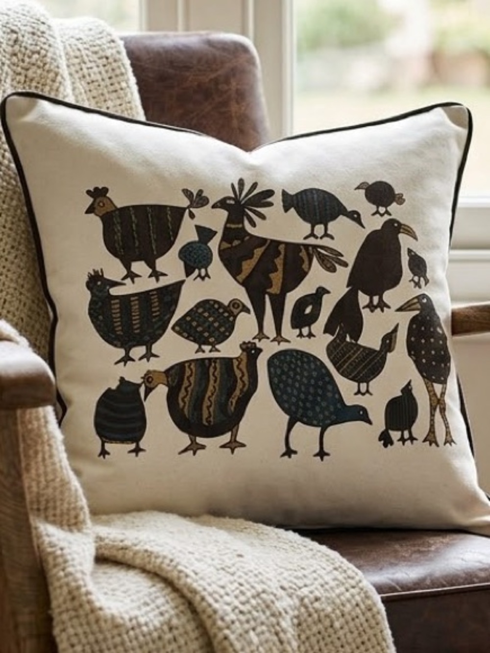 Prestigious Textiles Harriet Hen Pillow Cover 15”x15.5” Folk Art Bird